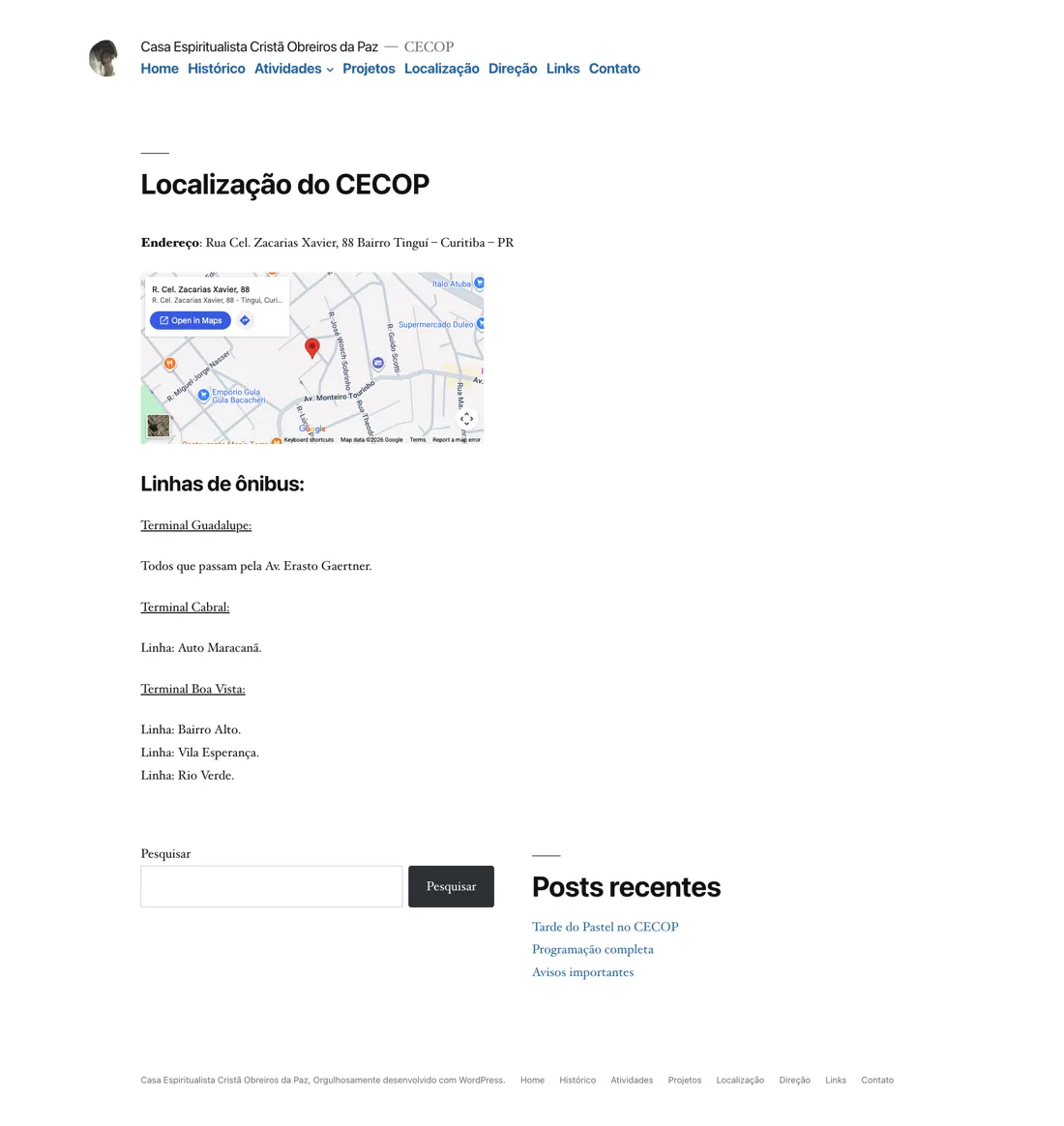 Previous location page